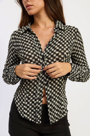 Gingham Britany Scrunch Top
