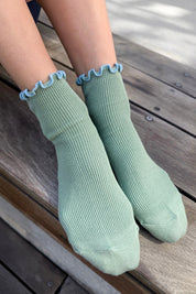 Seaglass + Blue Ruffled Socks