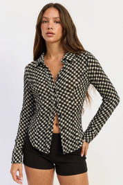 Gingham Britany Scrunch Top