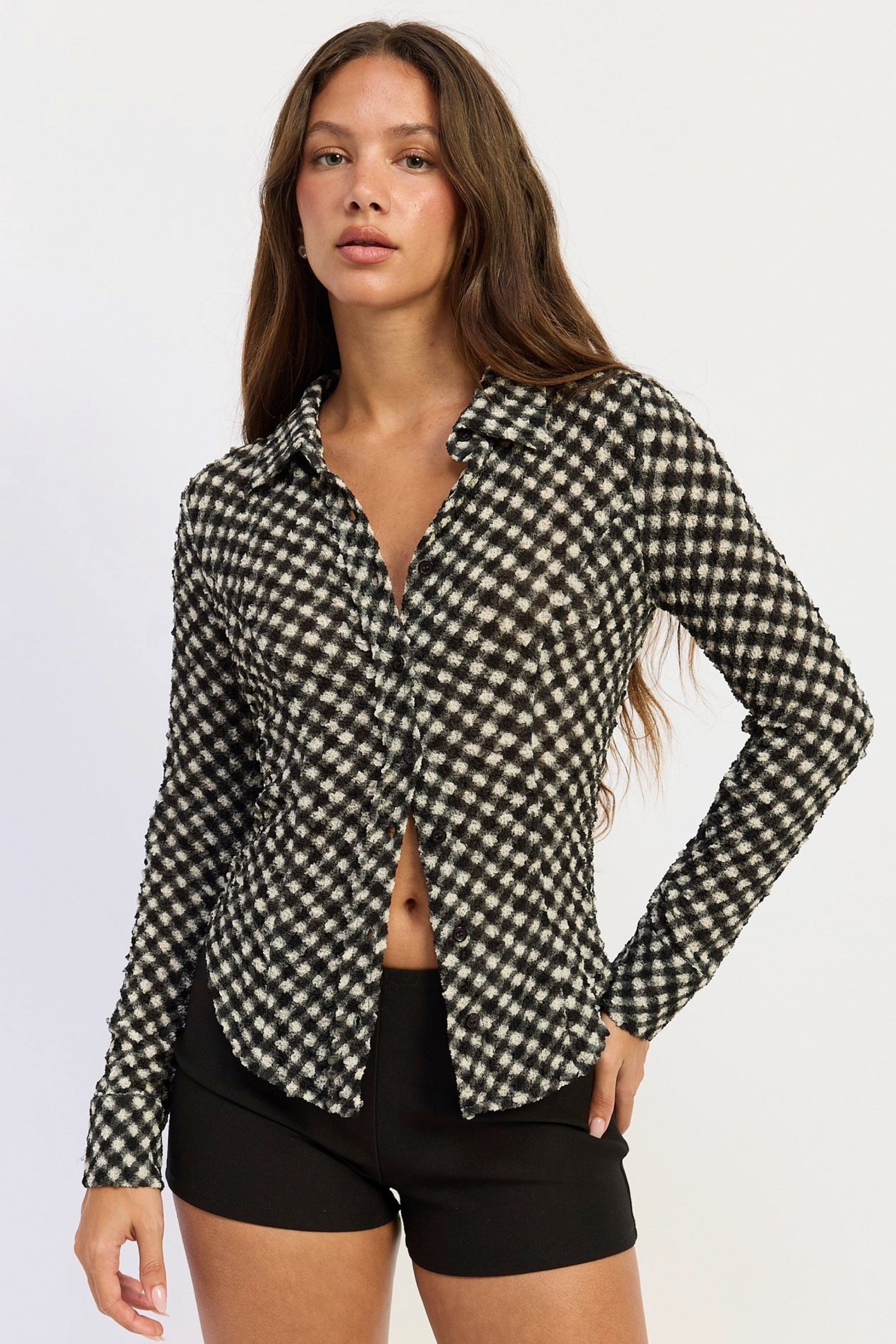 Gingham Britany Scrunch Top