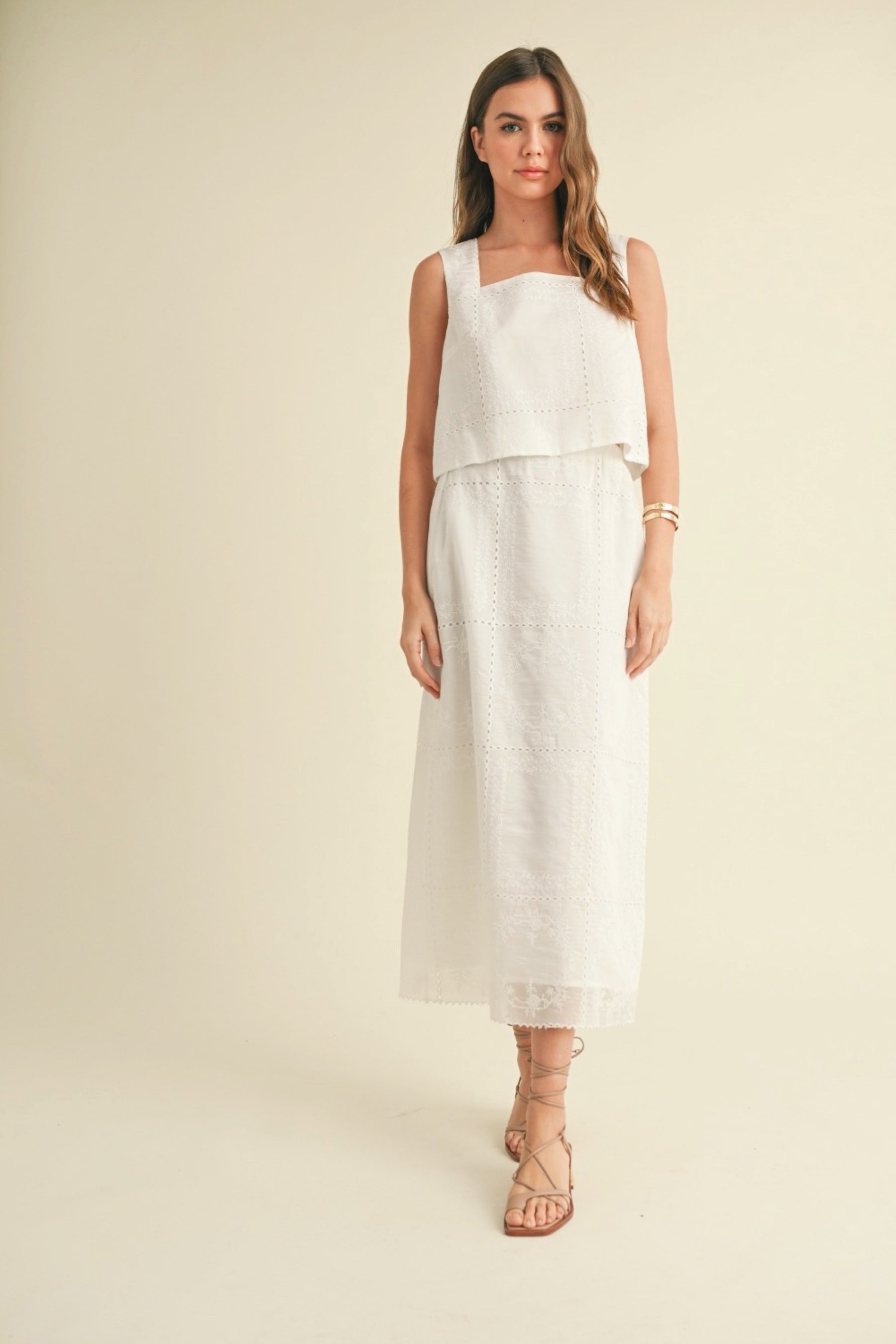 White Eyelet Emma Tank
