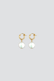 Gold Coin Pearl Hoops