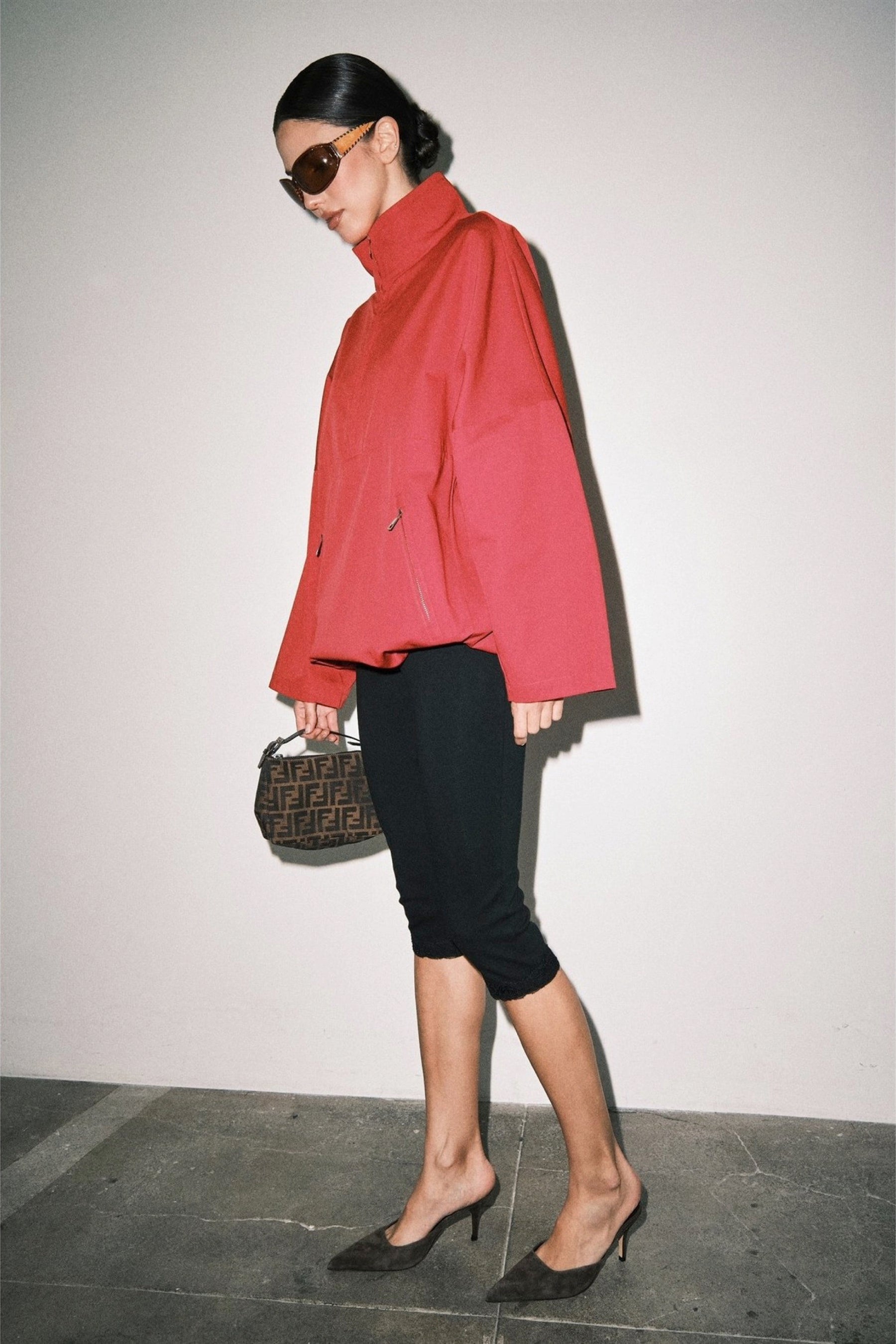 Red Rosie Funnel Neck Anorak