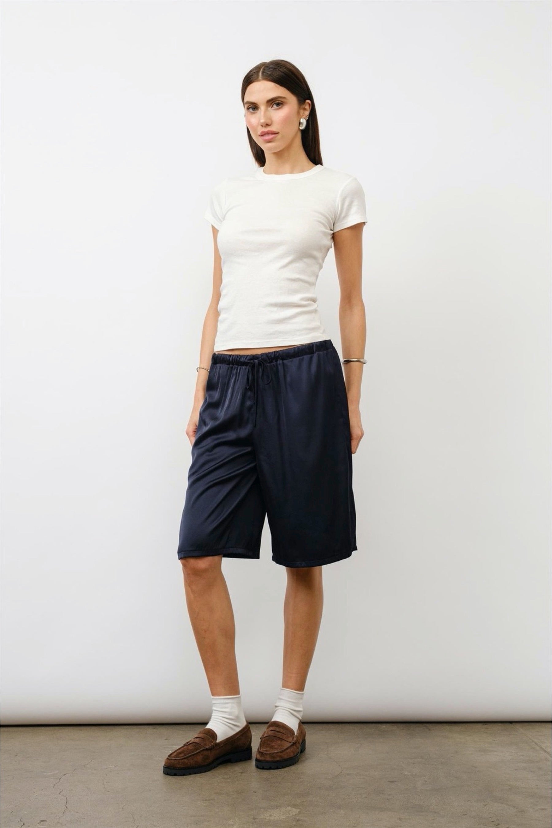 Navy Lily Relaxed Shorts