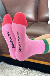 Rose Green Color Block Girlfriend Socks