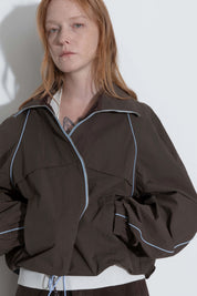 Coffee Zipper Short Jacket