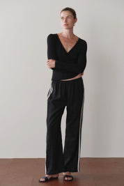 Jet Linen Stripe Crop Racer Pant