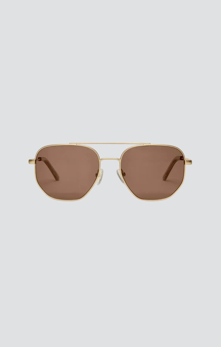 Satin Gold + Brown Highway Sunglasses