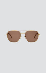 Satin Gold + Brown Highway Sunglasses