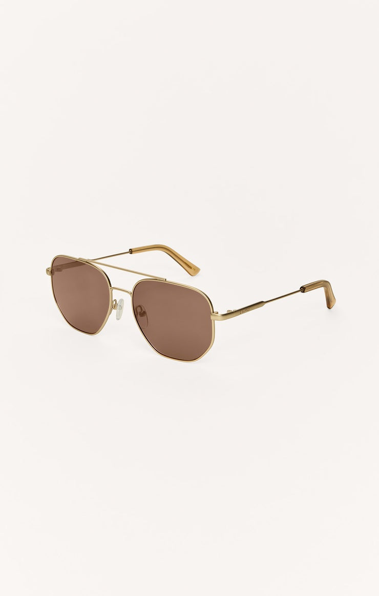 Satin Gold + Brown Highway Sunglasses