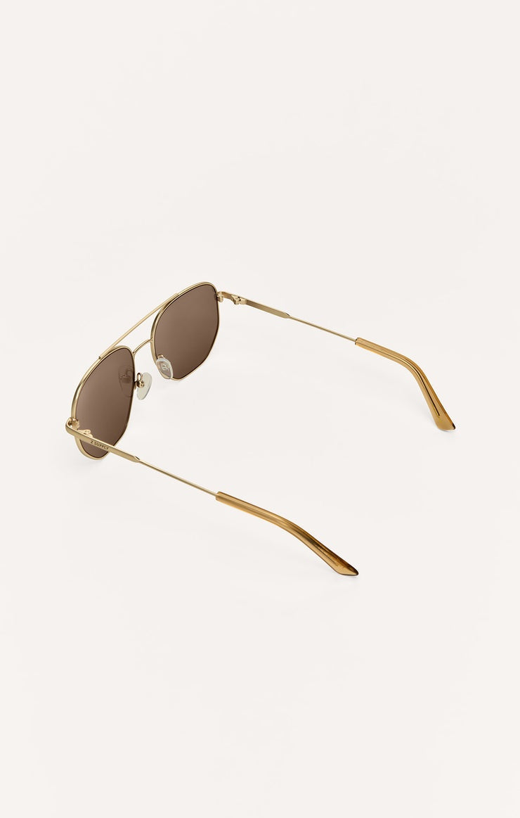 Satin Gold + Brown Highway Sunglasses