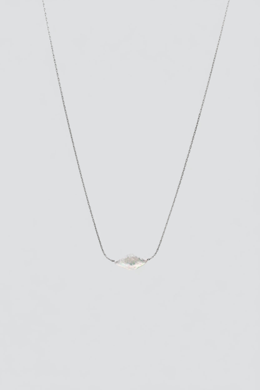 Silver Diamond Pearl Necklace