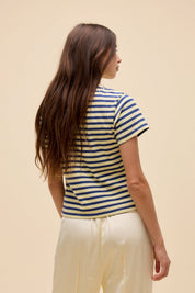 Yellow Mist Stripe Vintage Tee