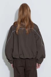 Coffee Zipper Short Jacket