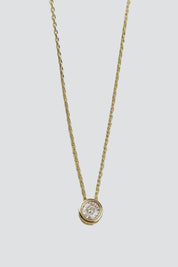 Gold Solitaire CZ Necklace