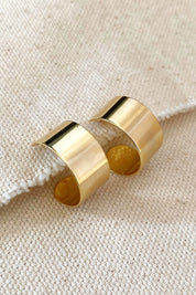 Gold Flat Wide Hoops