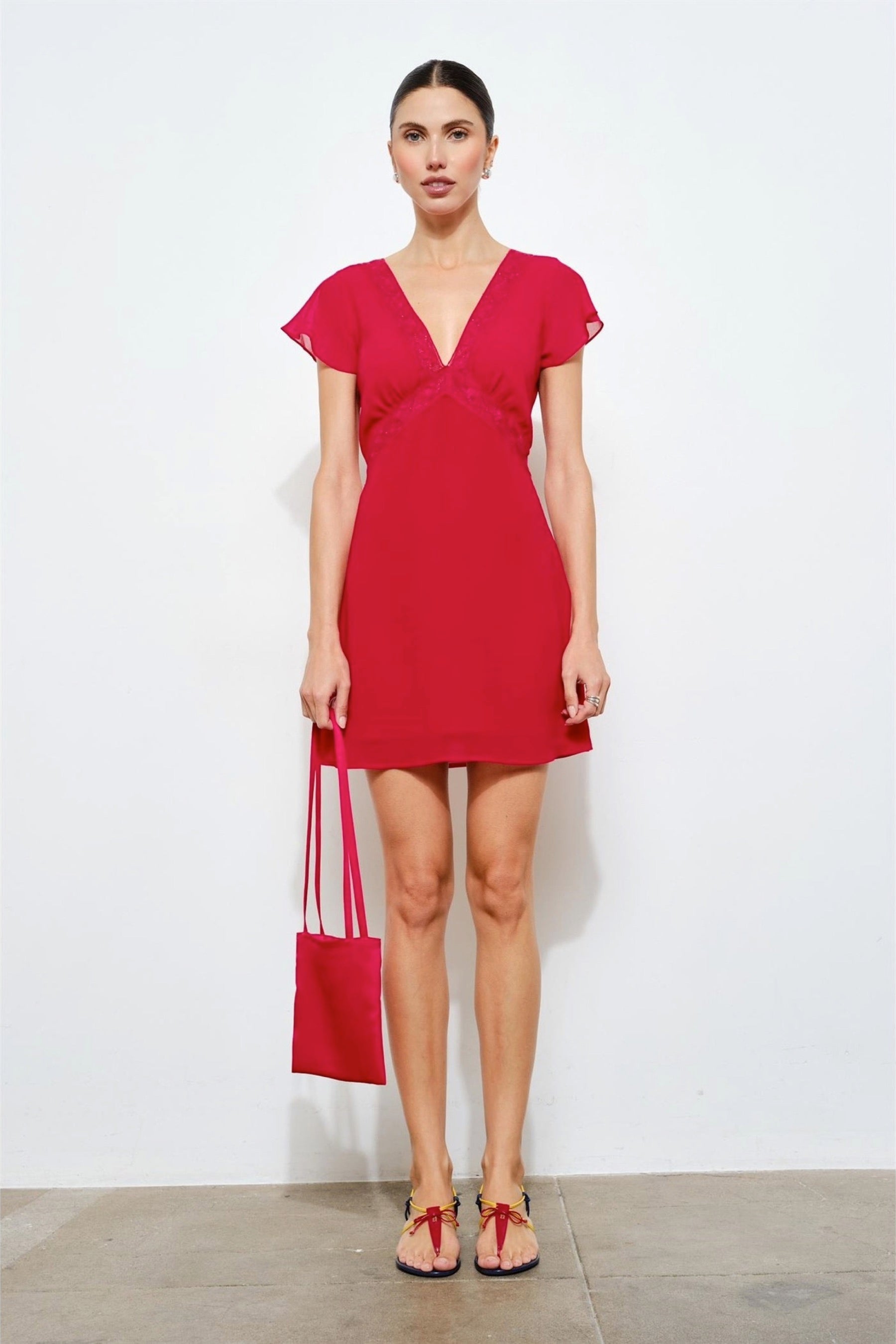 Red Satin Leda Bag