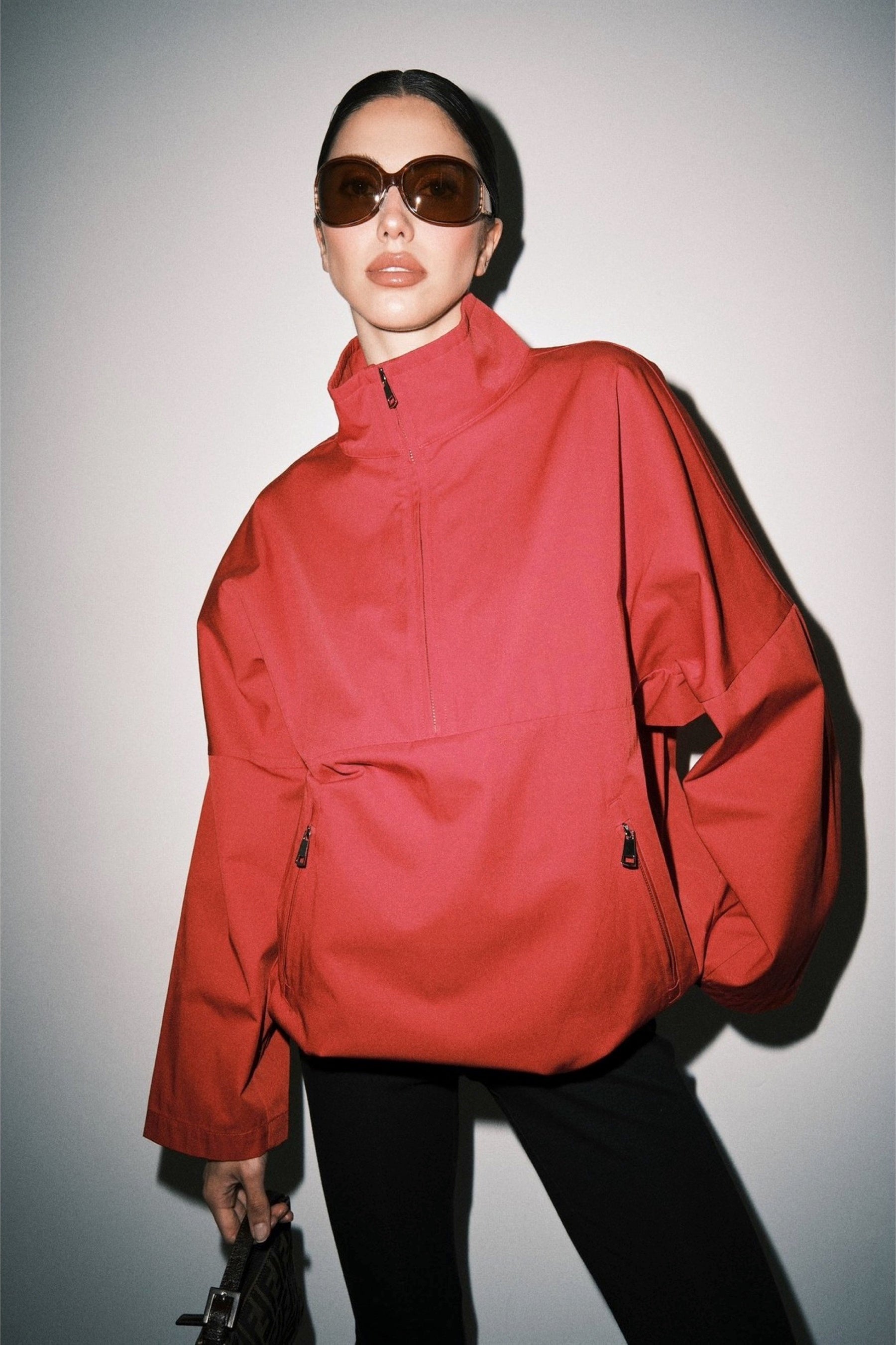 Red Rosie Funnel Neck Anorak