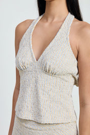 Chenille Plaid Halter Top