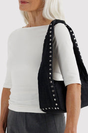 Black Studs Small Nylon Meringue Bag