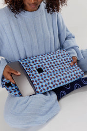 Blue Wavy Gingham Puffy Laptop Sleeve