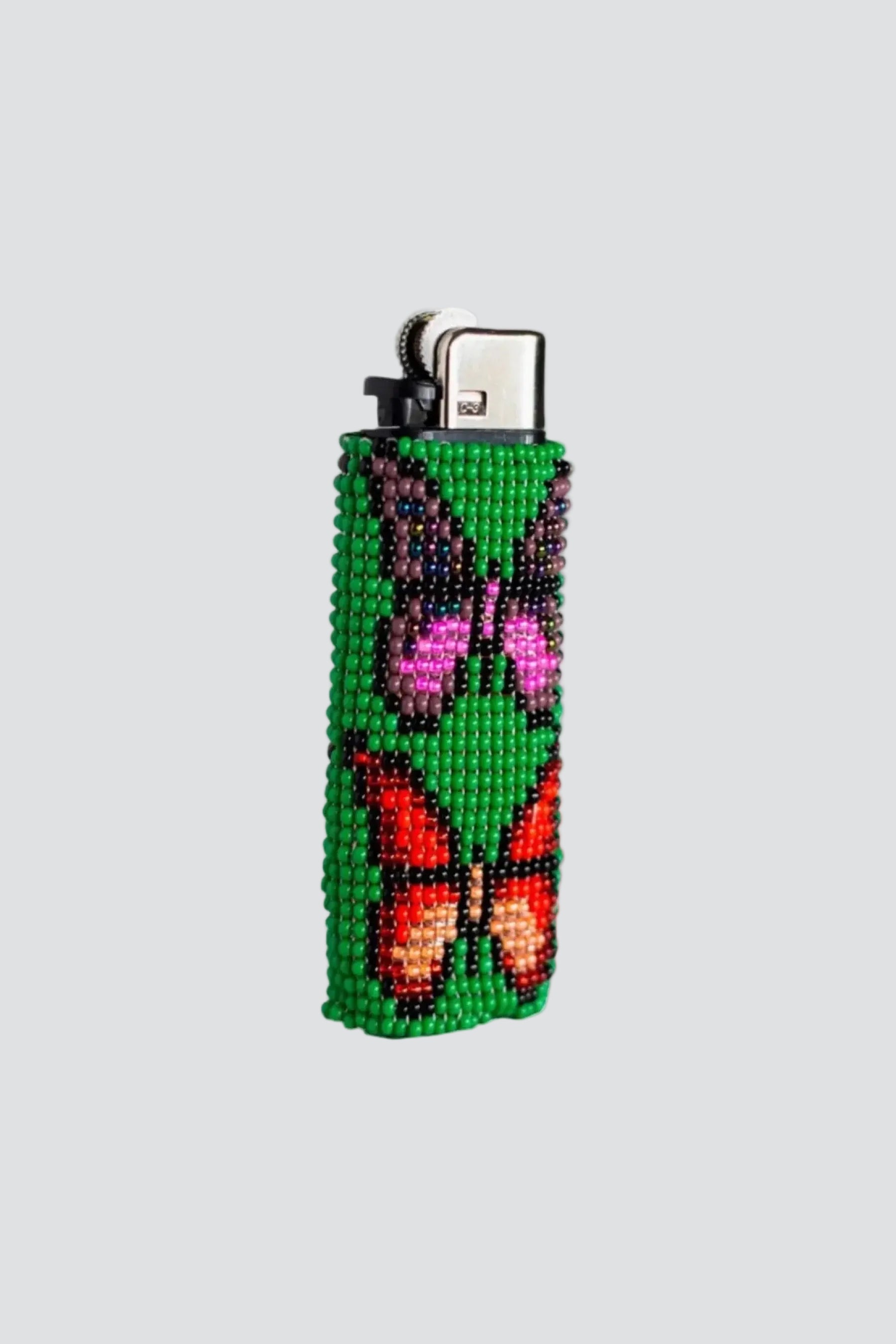 Green Parpar Beaded Lighter Cover
