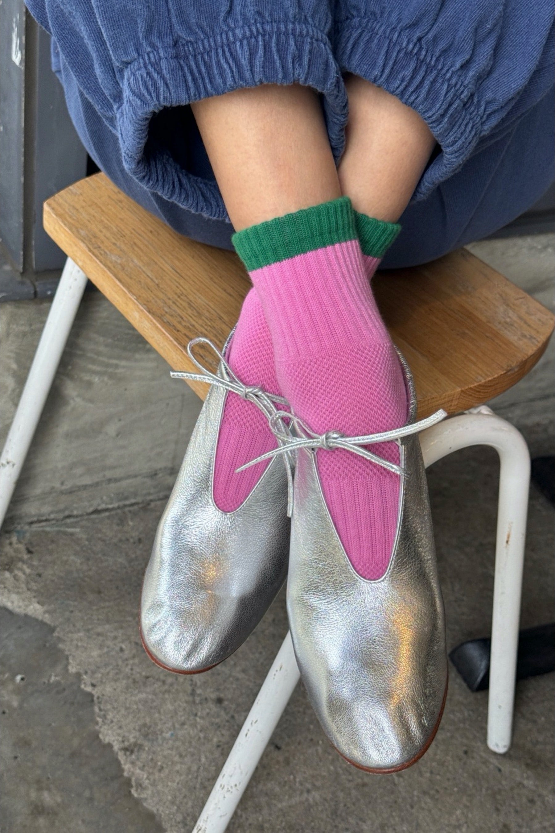 Rose Green Color Block Girlfriend Socks