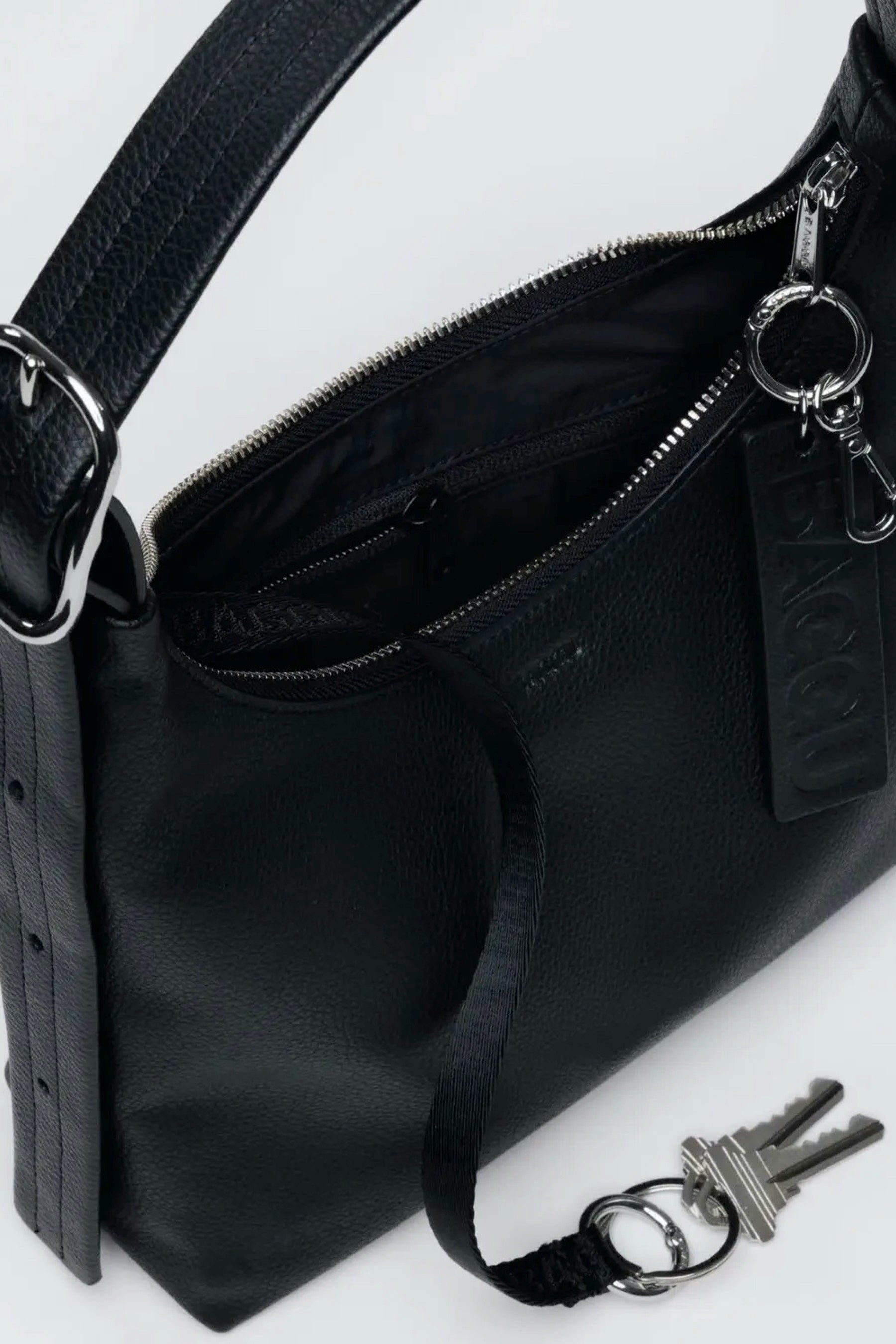 Black Leather Mini Shoulder Bag