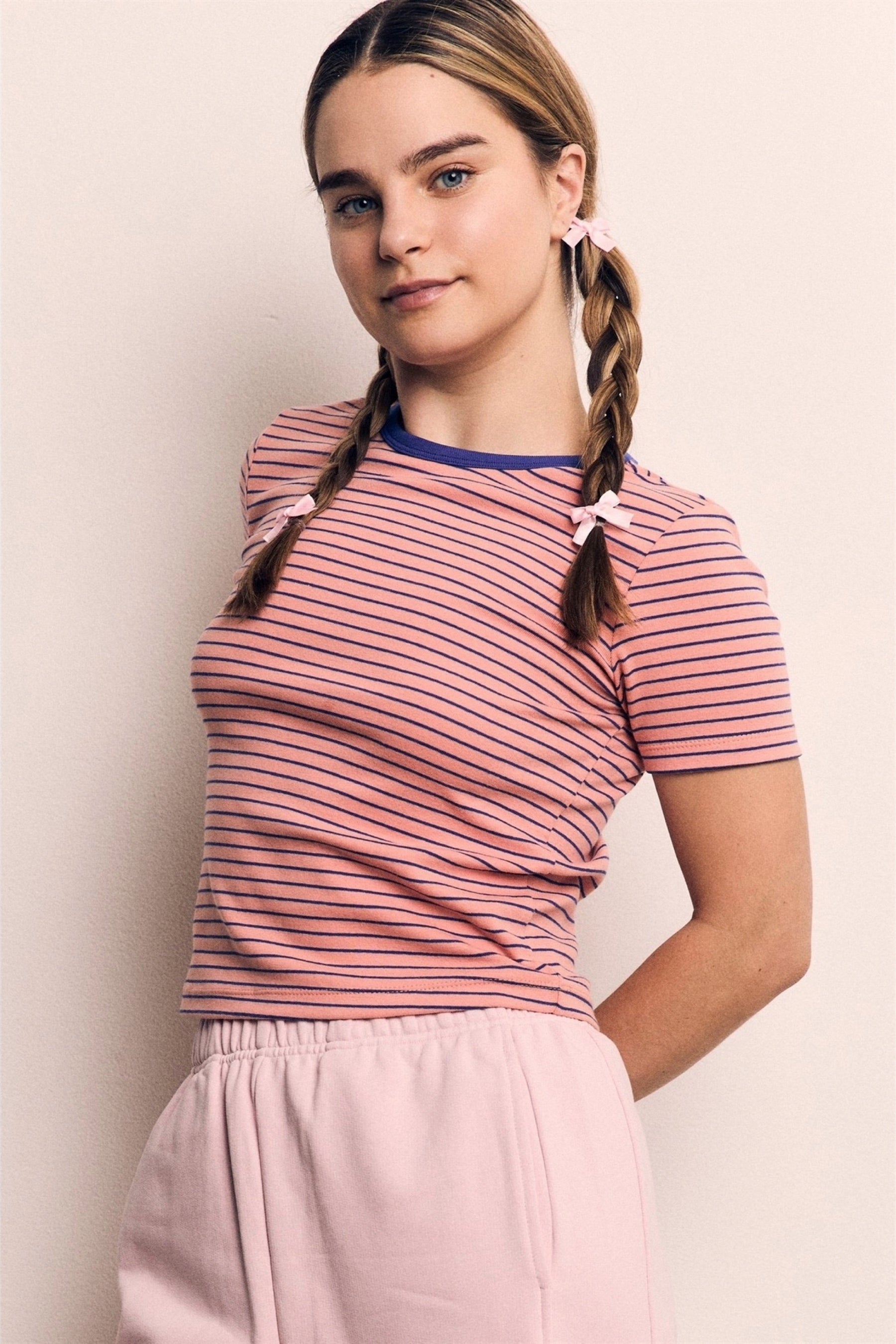 Pink Striped Basic Tee