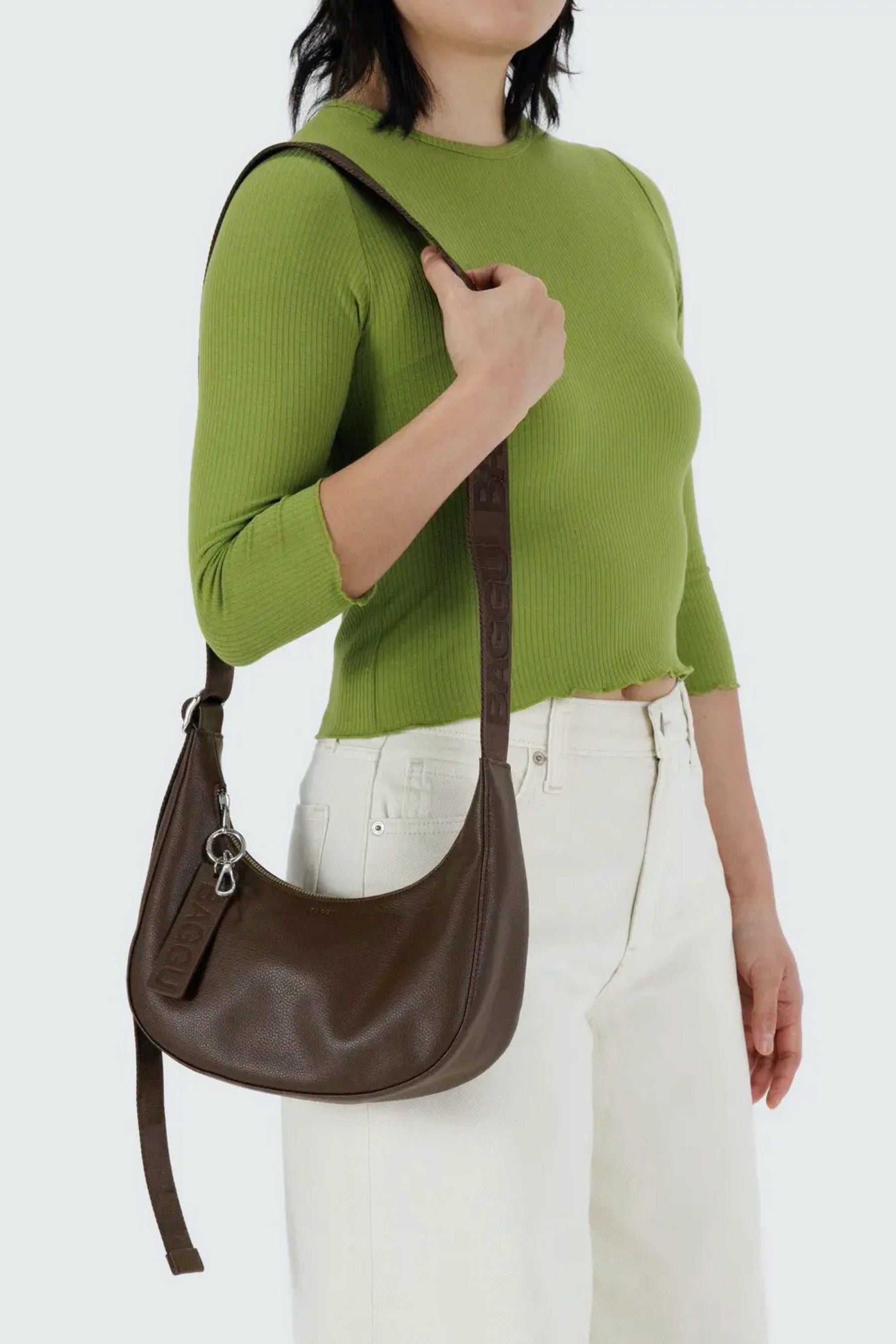 Brown Leather Small Crescent Bag
