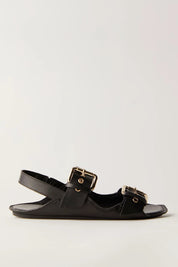 Black Blossom Buckle Sandal