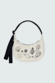 Embroidered Shells Small Crescent Bag