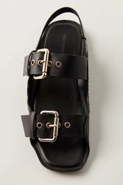 Black Blossom Buckle Sandal