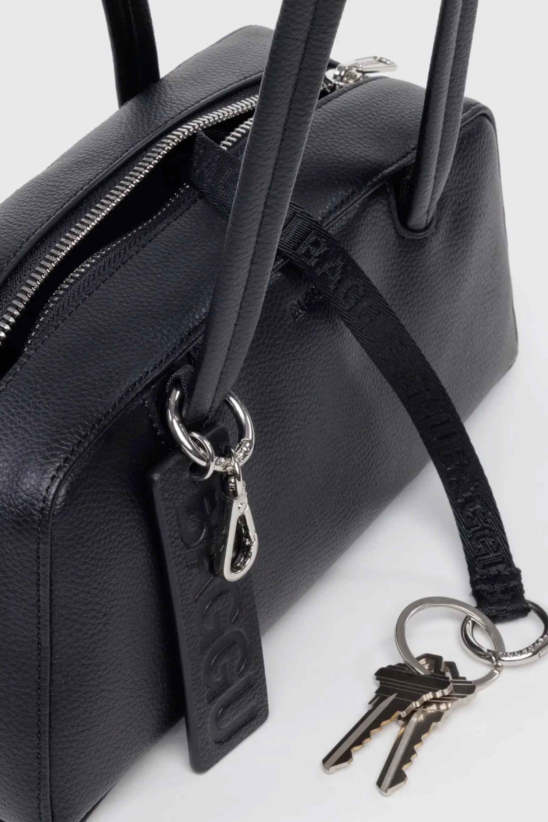 Small Black Leather Bowler Bag