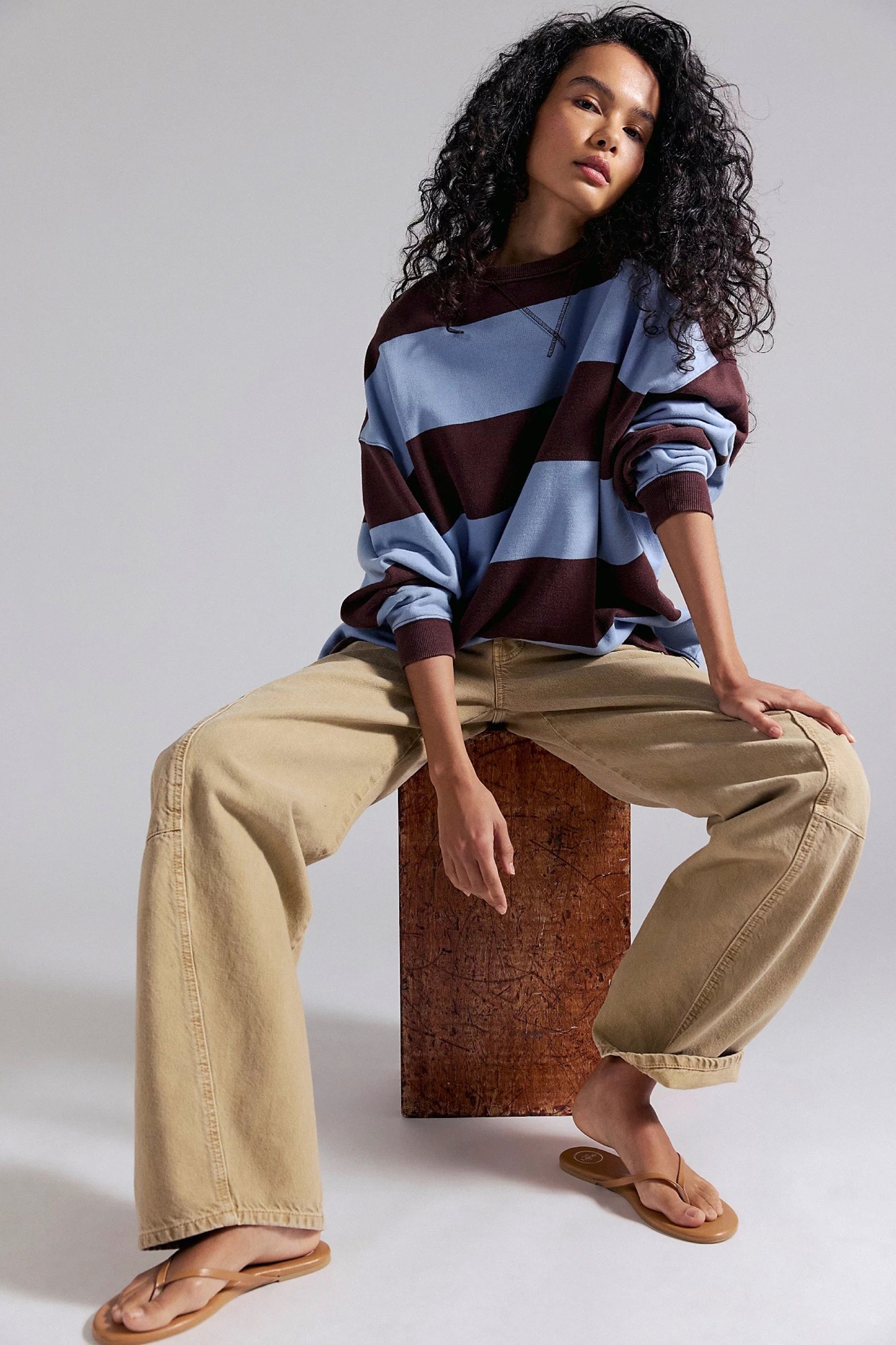 Perwinkle Classic Wide Stripe Crew