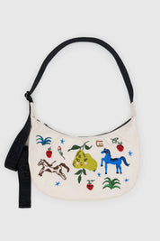 Embroidered Painted Prairie Medium Crescent Bag