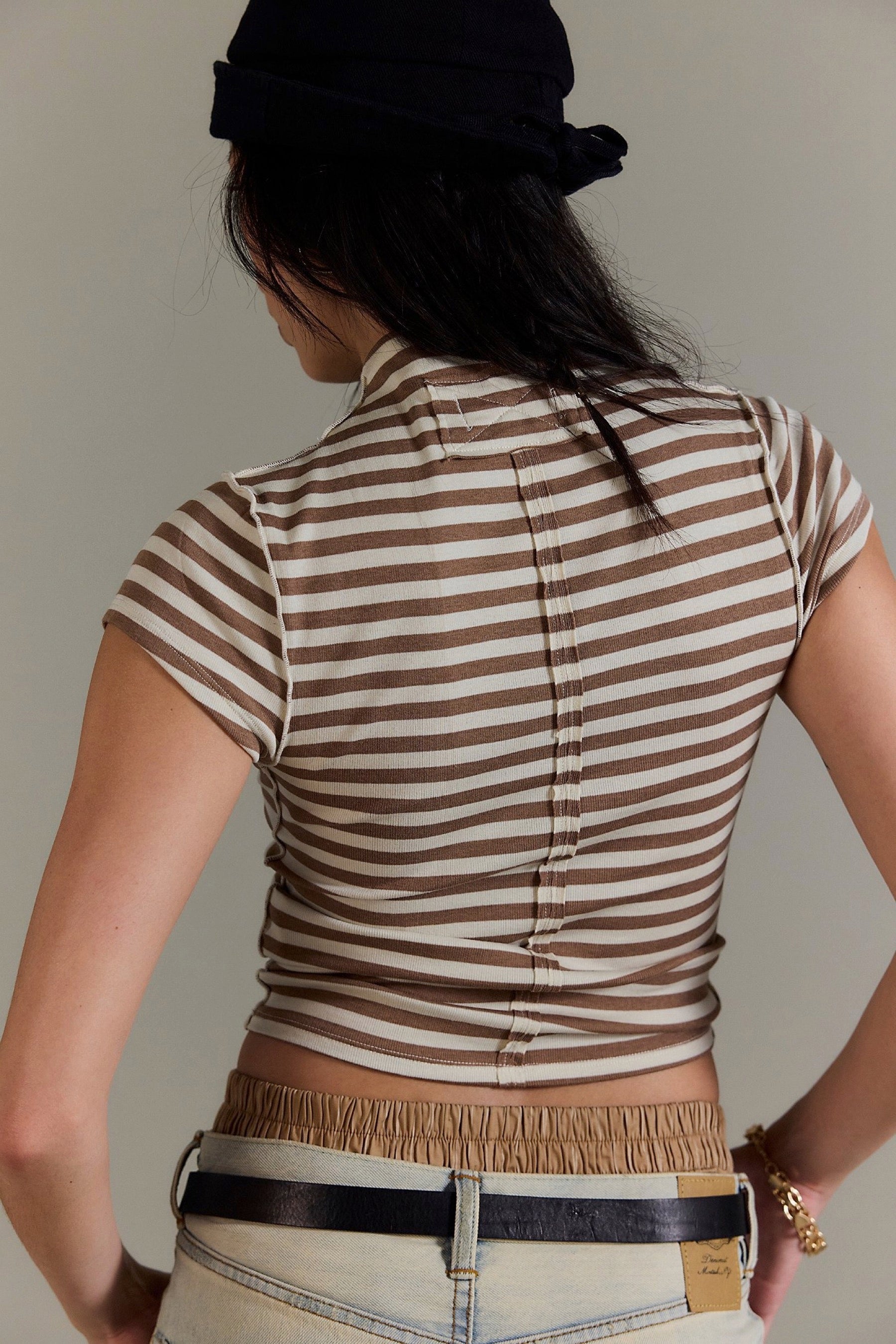 Brown Lola Striped Tee