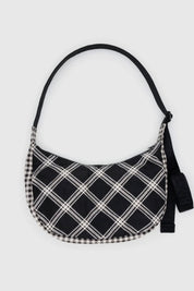 Mixed Plaid Medium Crescent Bag