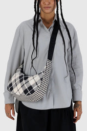 Mixed Plaid Medium Crescent Bag