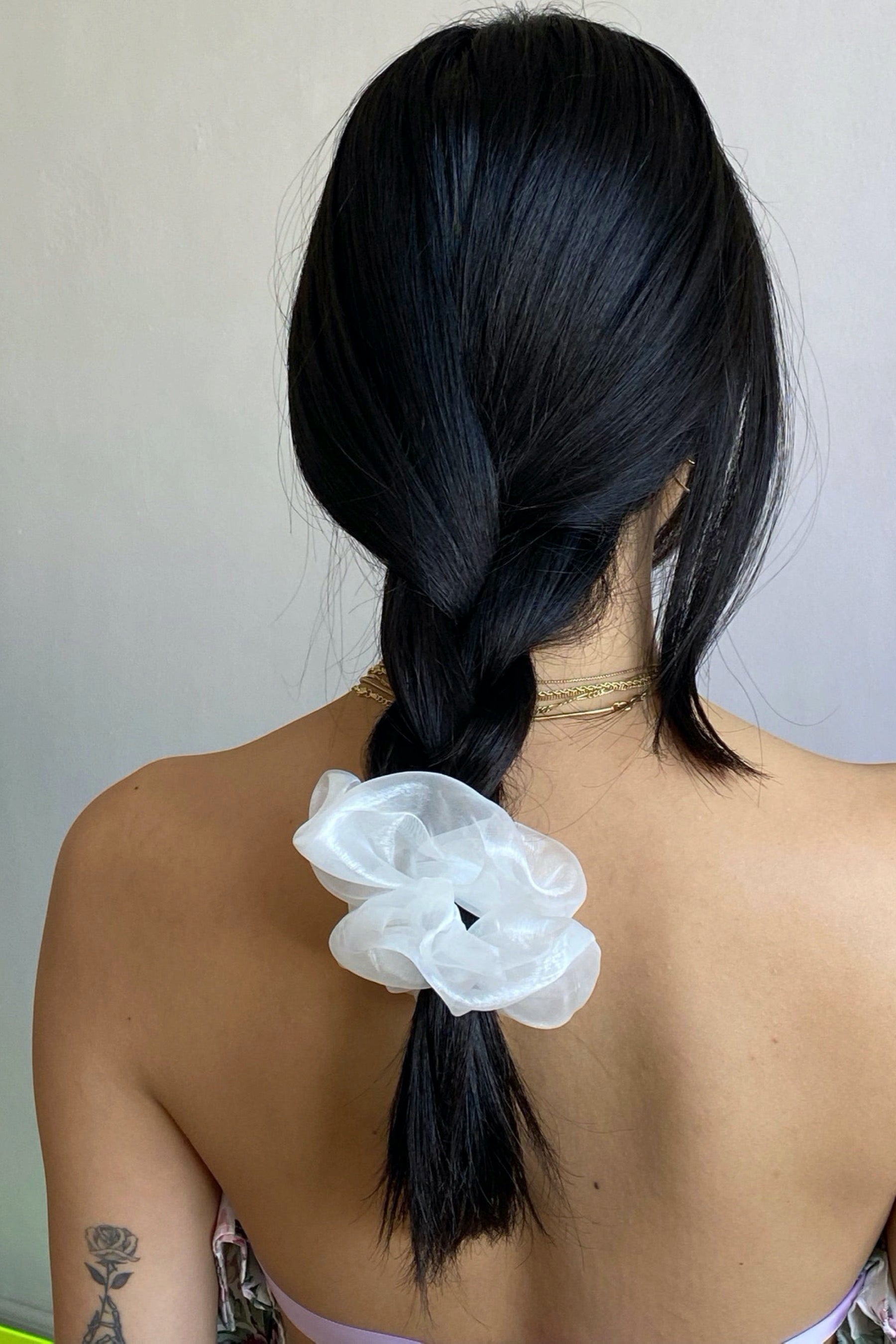 Ivory Mini Organza Scrunchie