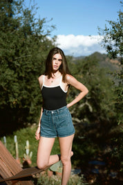 Black Contrast Naomi Tank