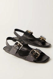 Black Blossom Buckle Sandal
