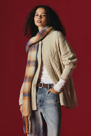 Ivory Combo Plaid Skinny Scarf