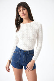 Vintage White Jane L/S Pointelle Tee