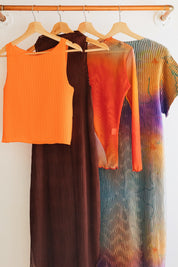 Orange Pleated Tank