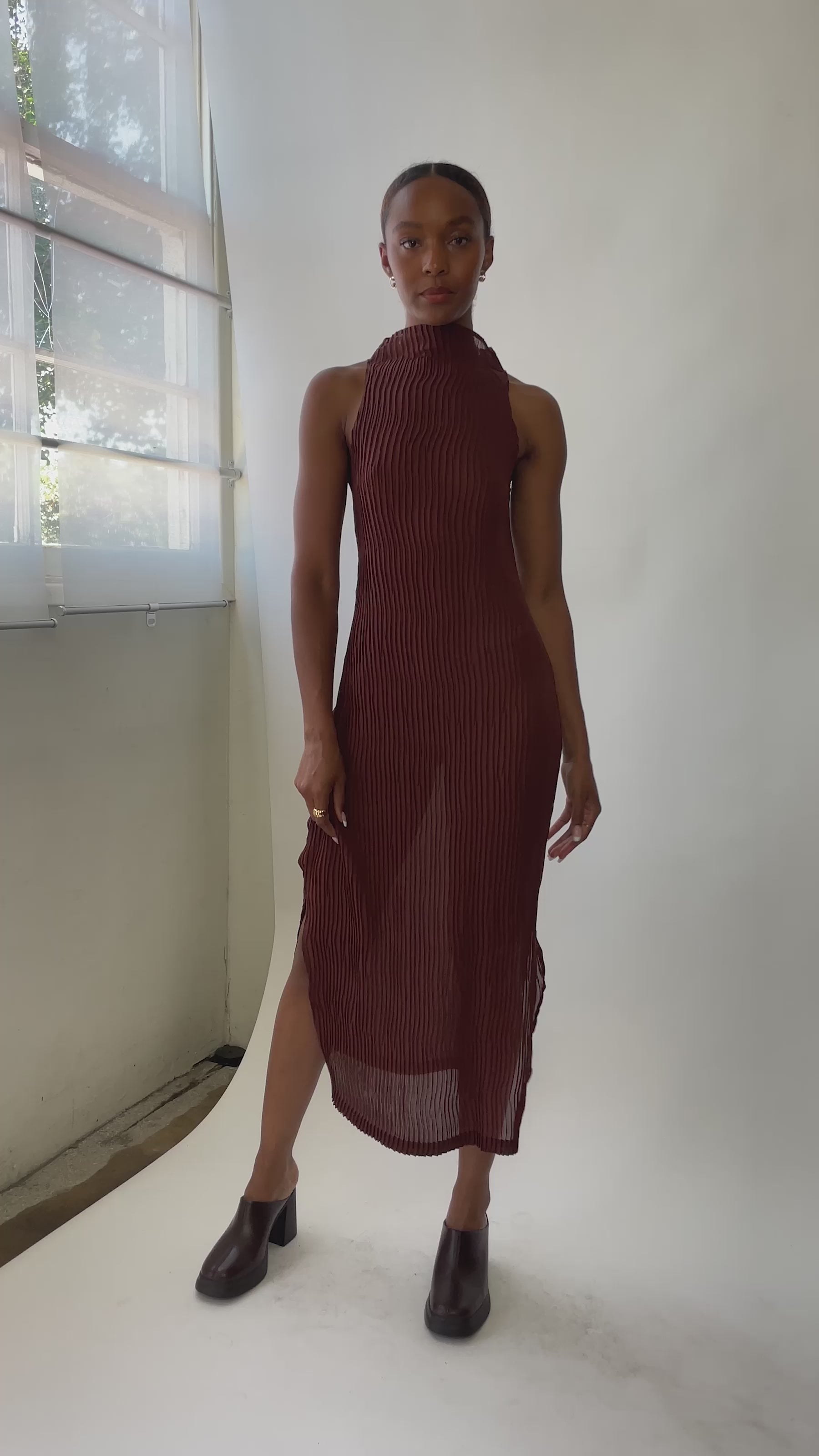 Brown Wave Tank Dress
