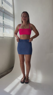Metallic Denim Mini Skirt