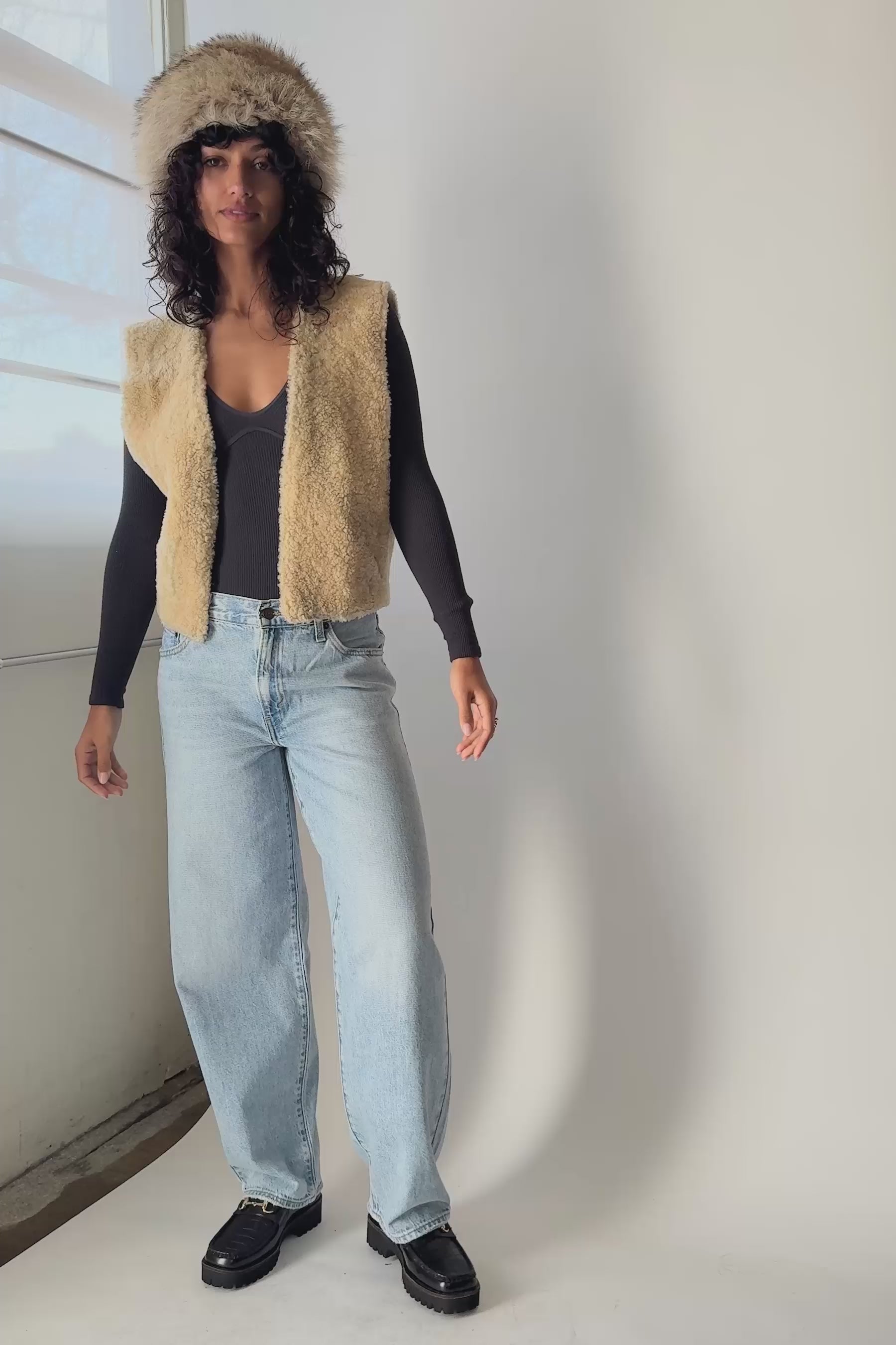 Shearling Cropped Vest