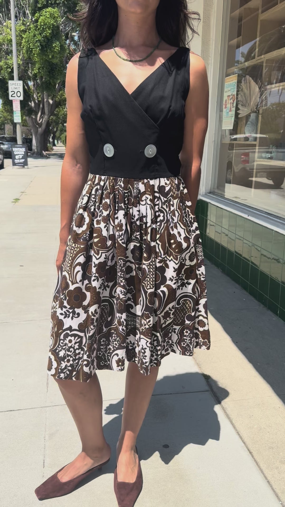 Black + Brown Paisley Dress