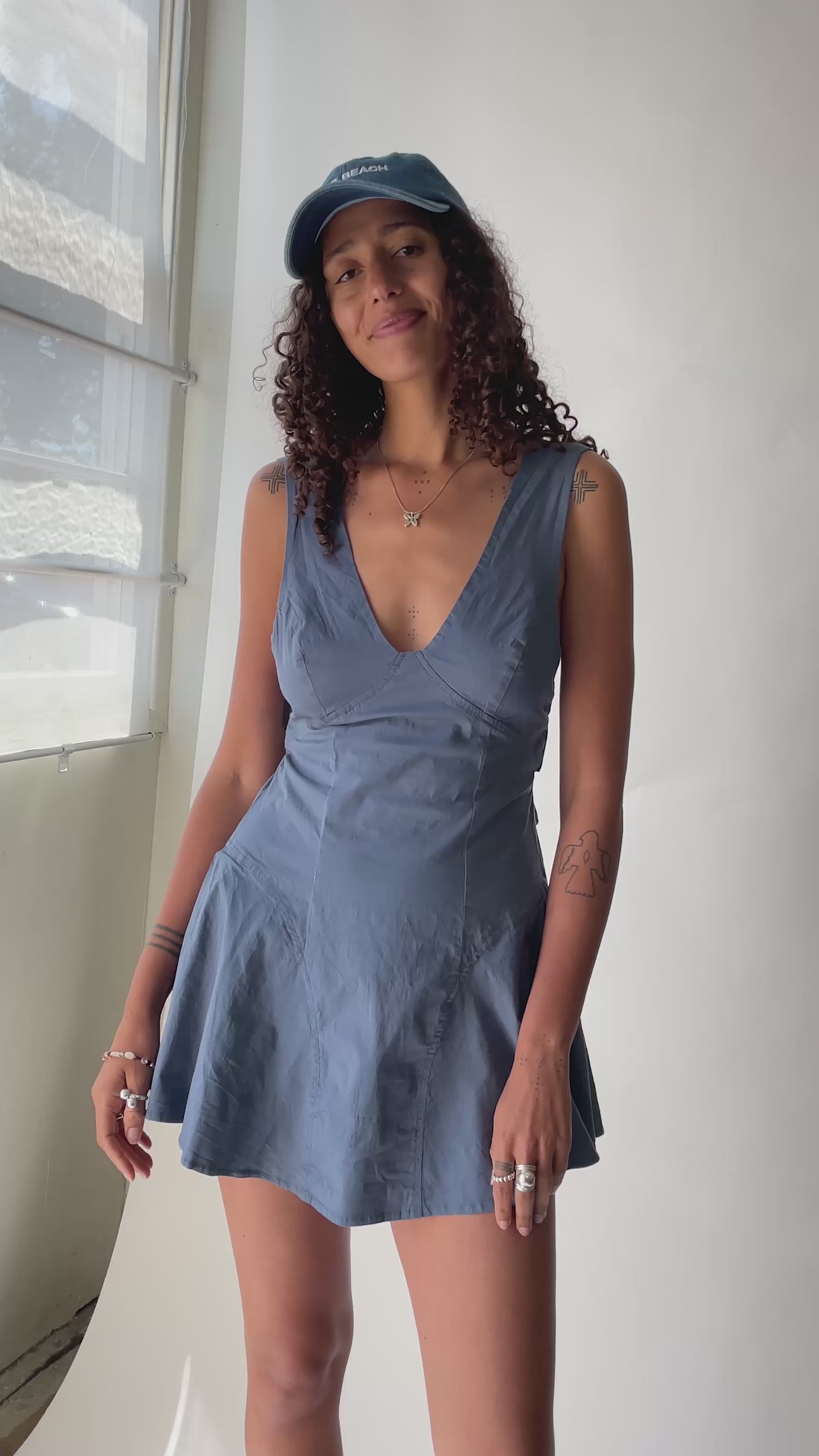 X Prism Denim Long Beach Hat